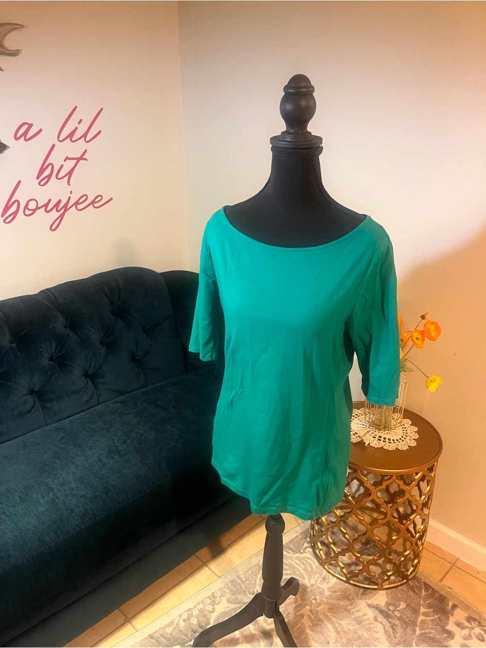 Covington Green Boat Neck Short Sleeve Top